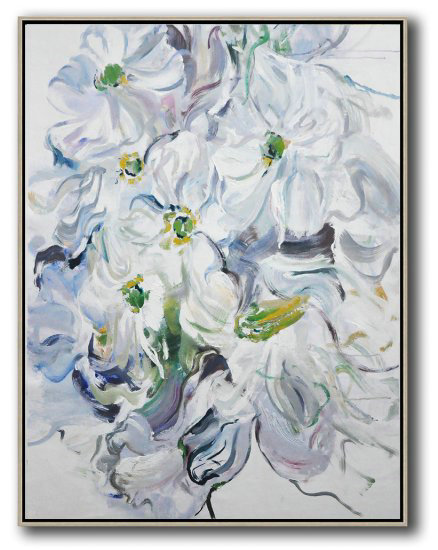 Hame Made Extra Large Vertical Abstract Flower Oil Painting #ABV0A20 - Click Image to Close